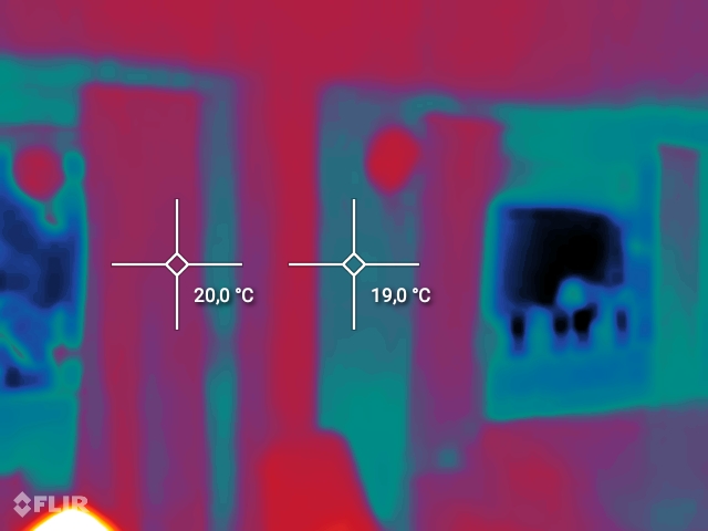 Image thermique d'un mur ancien après le revêtement PScoat